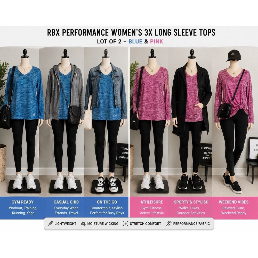 RBX Women's Shirt Size 3XL Pink Athletic Performance Runner Athlete Jogger Lot 2